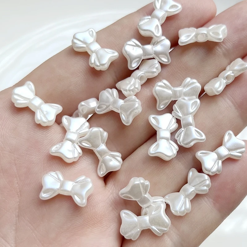 30pcs ABS Butterfly Knot Loose Beads White Straight Hole DIY Beads Handmade Material Accessories  pearl beads