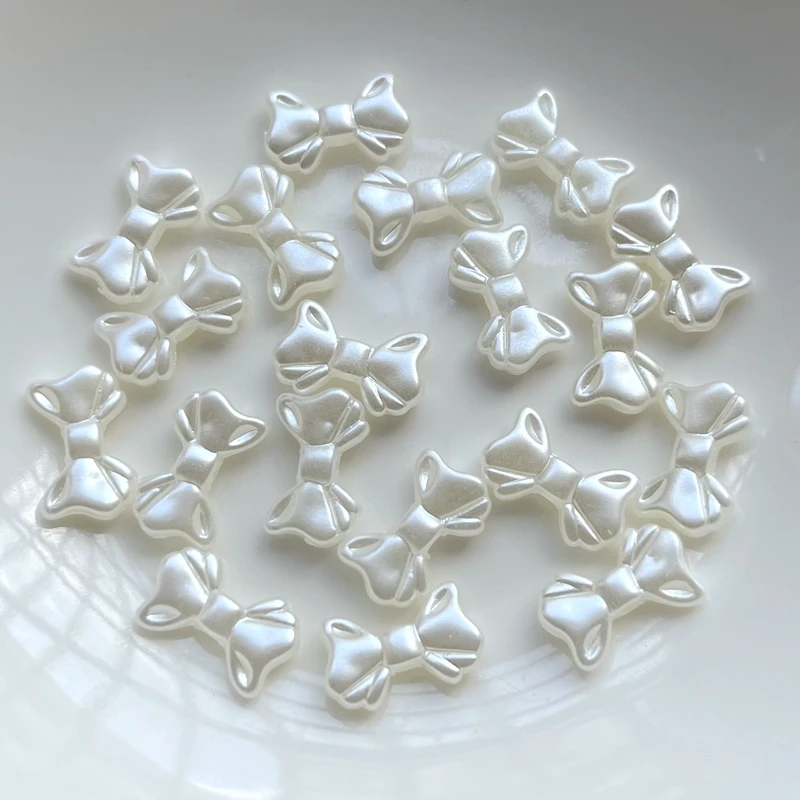 30pcs ABS Butterfly Knot Loose Beads White Straight Hole DIY Beads Handmade Material Accessories  pearl beads