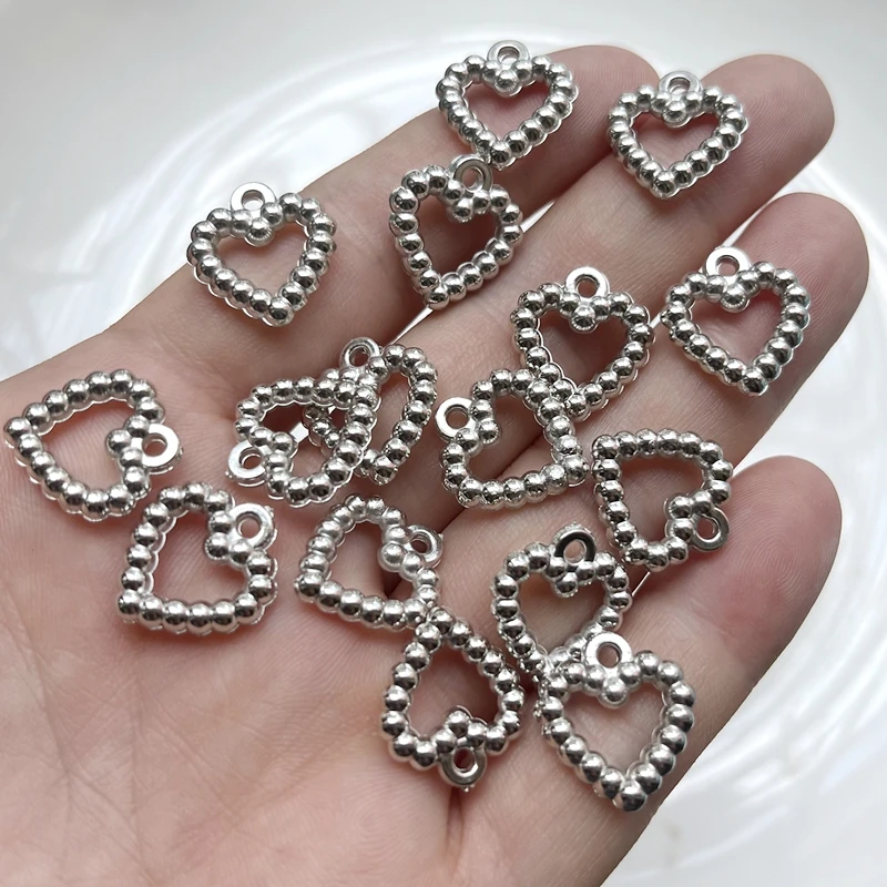 20 pieces 17mm * 16mm acrylic CCB hollow heart beads pendant DIY bracelet necklace earrings decorative accessories