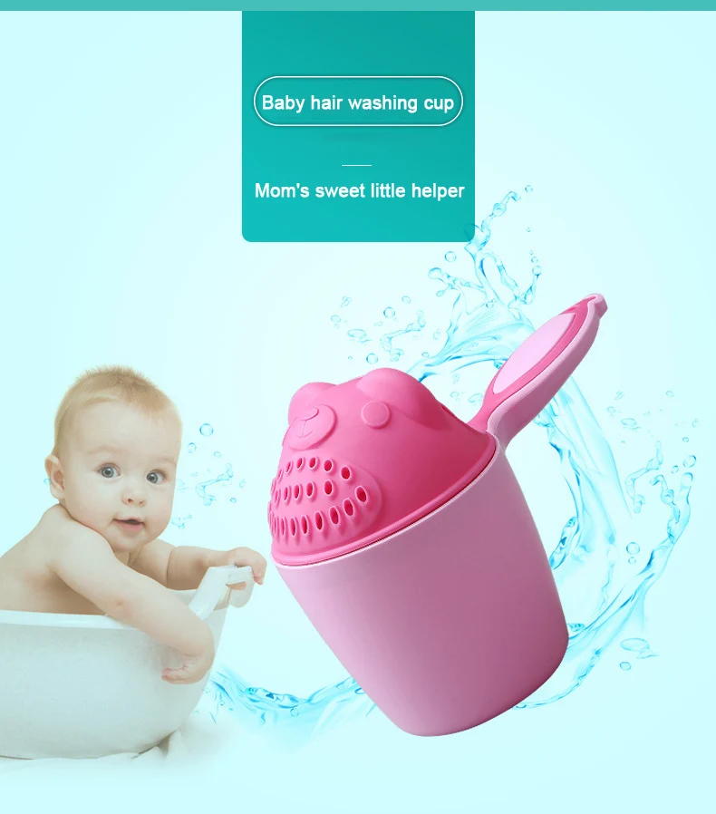 Cartoon Baby Bath Caps Toddle Shampoo Cup Children Bathing Bailer Baby Shower Spoons Child Washing Hair Cup Kids Bath Tool