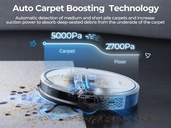 Laresar Robot Vacuum Cleaner 5000Pa Suction 150 mins Smart Navigation Mopping Intelligent Robotic Smart Home Appliance