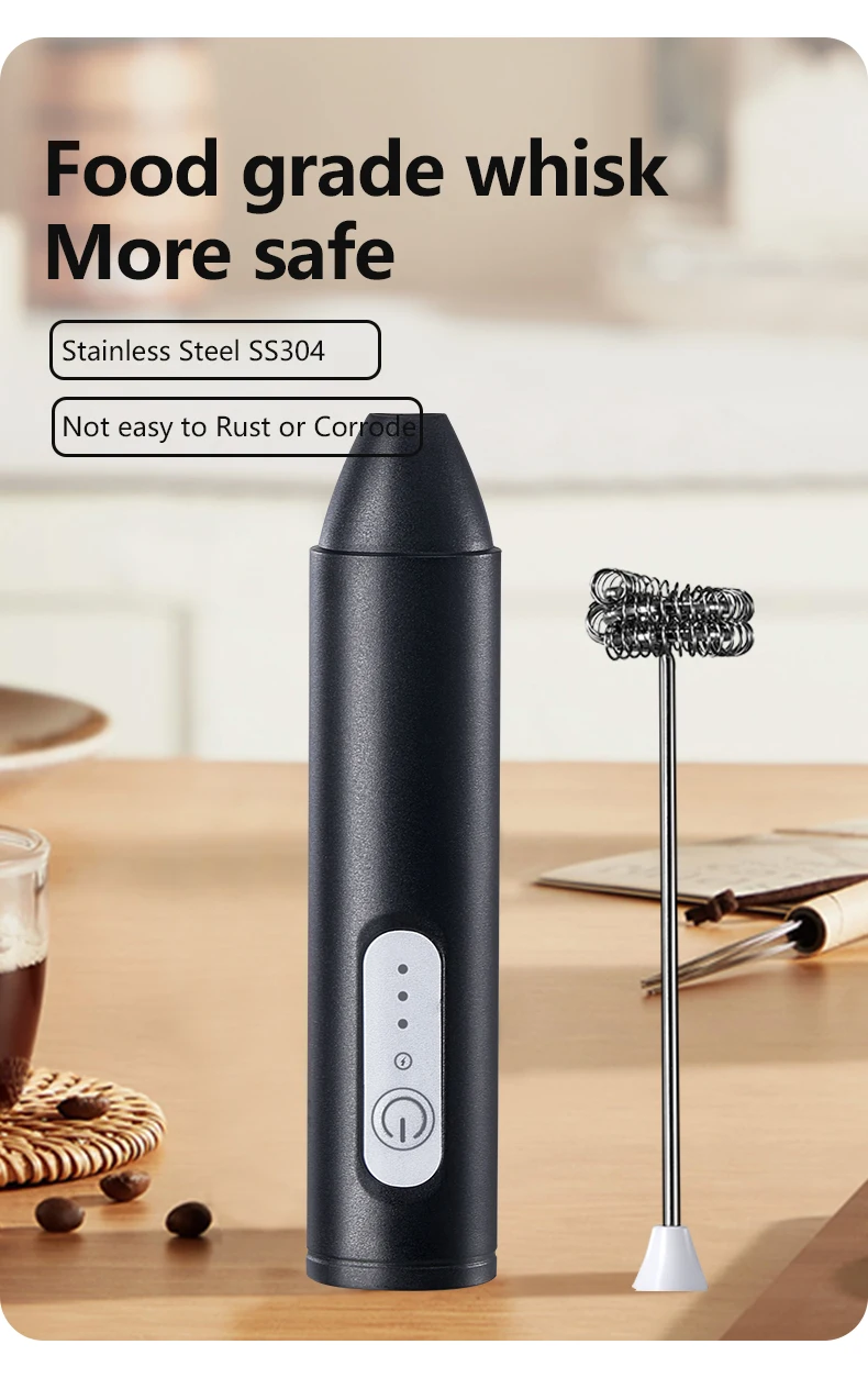 Electric Milk Foamer Blender Stainless Steel Handheld Milk Frother Wireless Coffee Whisk Mixer Egg Beater Tools For Kitchen