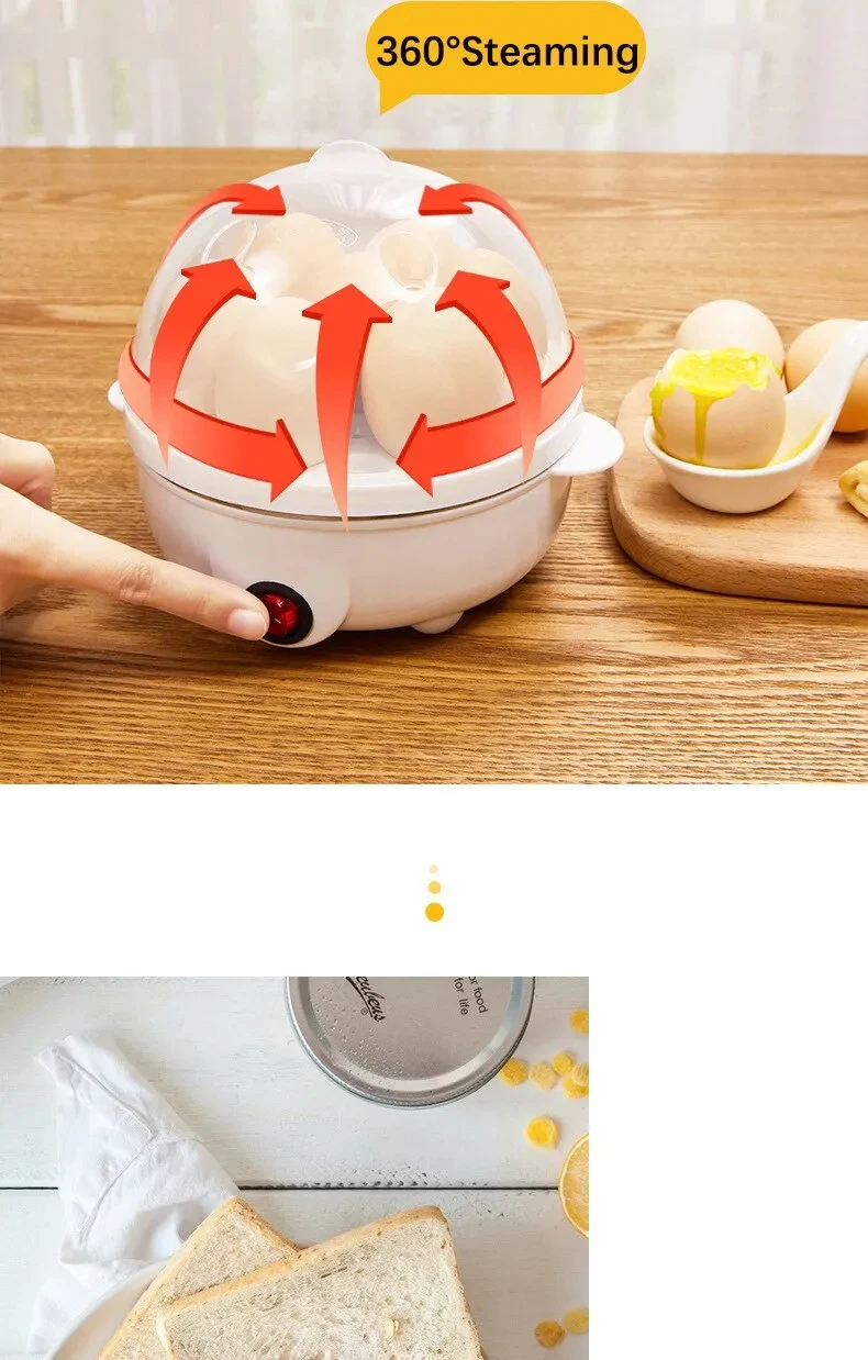 DINRGO 220V Multifunctional Electric Egg Boiler Double Layers Egg Cooker Mini Steamer Poacher Kitchen Cooking Breakfast Machine