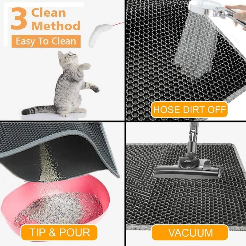 Cat Litter Mat Water Urine Proof Double Layer Pet Foldable Cat Litter Trapping  Pet Carpet Bed Pads For Cats Pet Clean Supplies