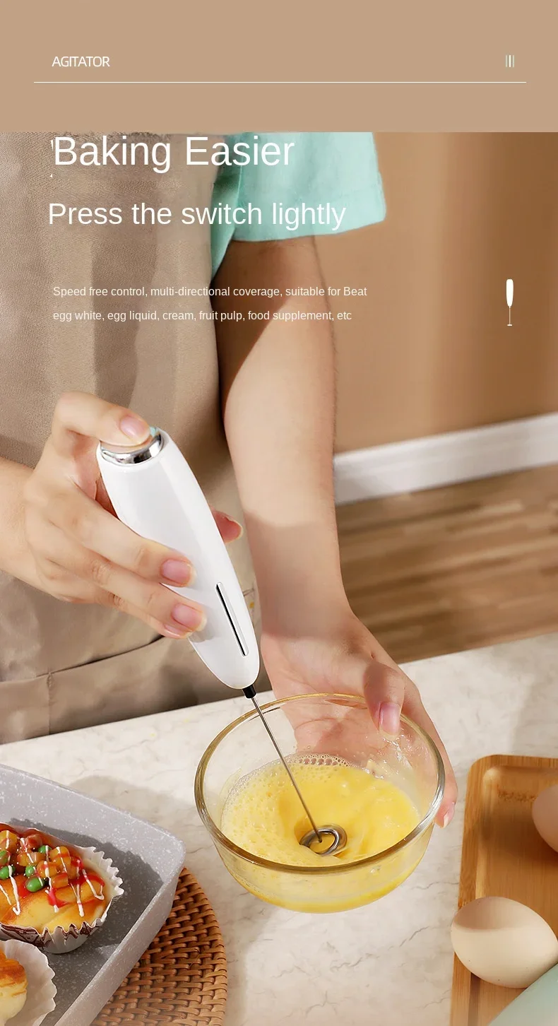 Handheld Milk Frother Kitchen Powerful Electric Foam Maker With Stand Battery Powered Foamer Blender Drink Mixer For Coffee