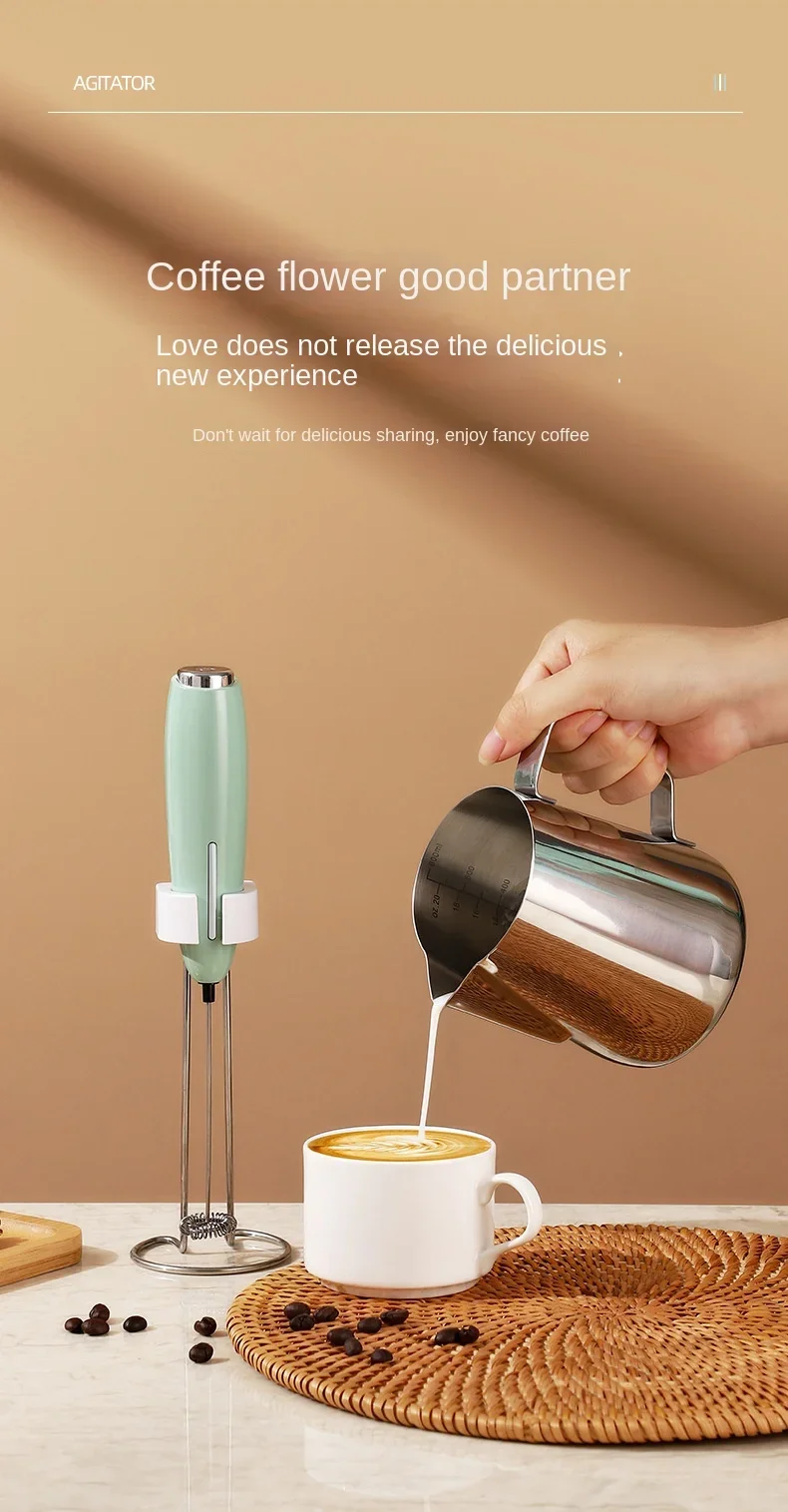 Handheld Milk Frother Kitchen Powerful Electric Foam Maker With Stand Battery Powered Foamer Blender Drink Mixer For Coffee